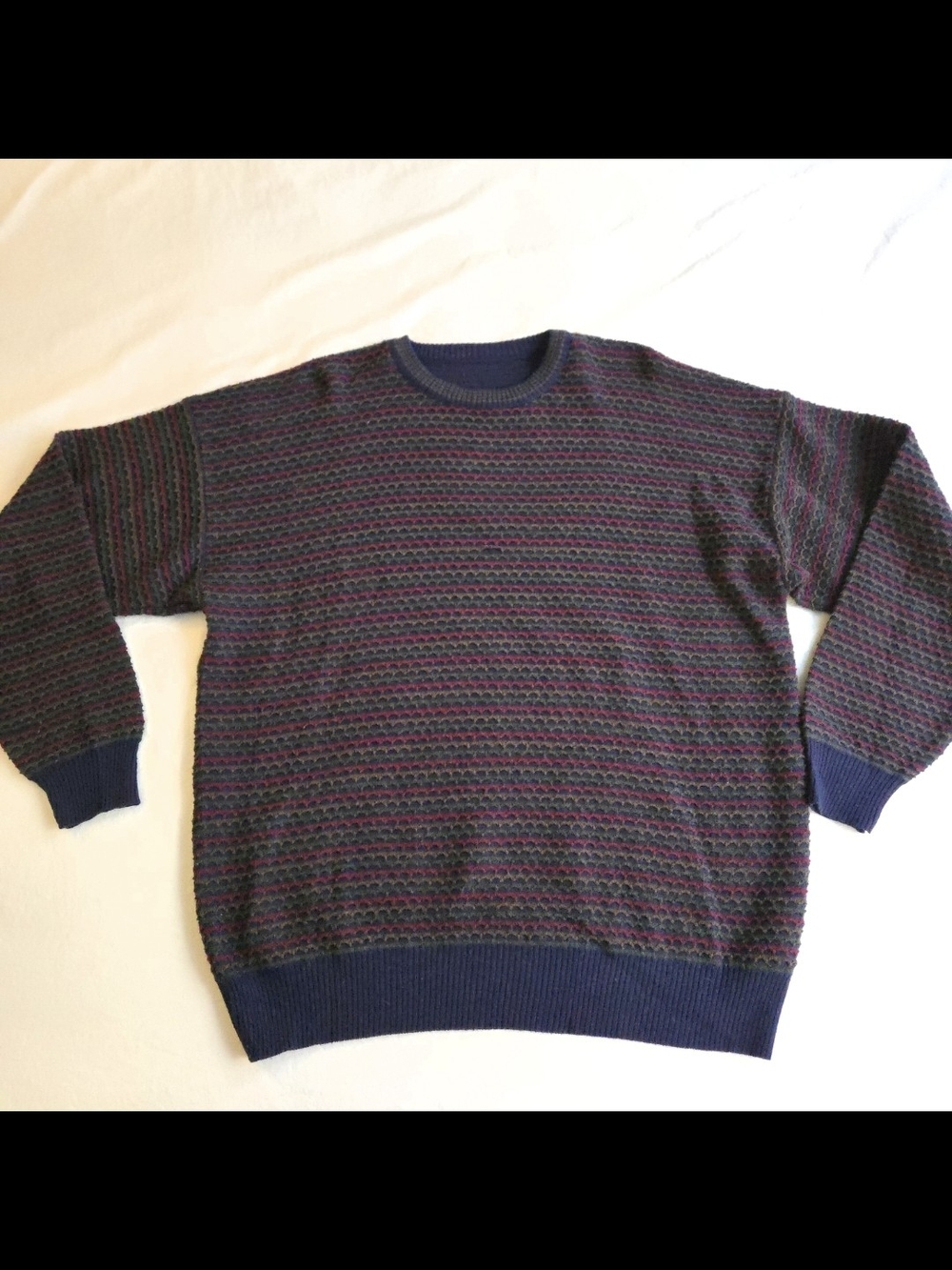 The Italian Sweater Co 90s Vintage Navy Crewneck Sweater Wave Coogi MKY